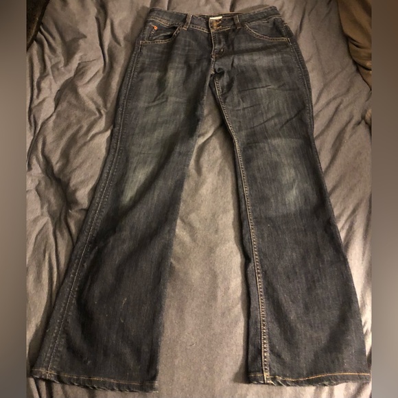 HUDSON Jeans Signature Mid-Rise Bootcut Womens Sz 31 Misses 10 Dark-Distressed - Picture 1 of 13